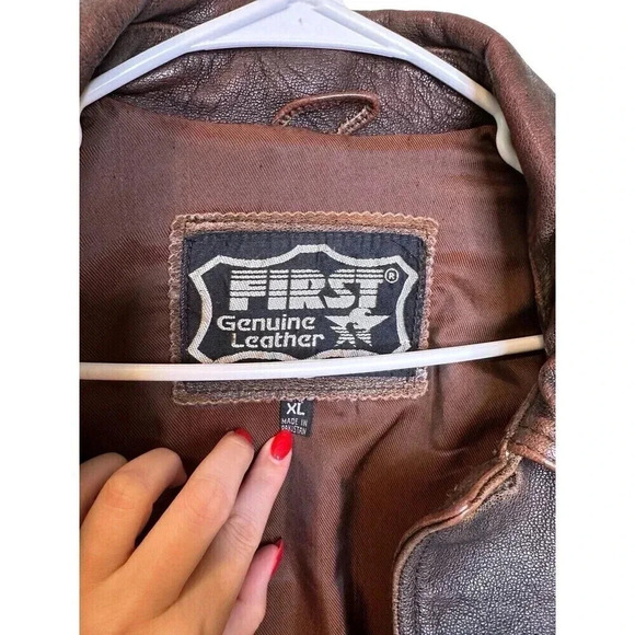 FIRST GENUINE LEATHER MEN’S JACKET SIZE XL Brown - Picture 14 of 14